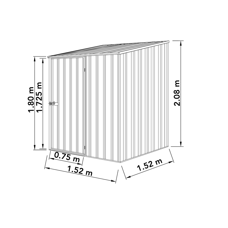 Absco Sheds 1.52 x 1.52 x 2.08m Space Saver Single Door 