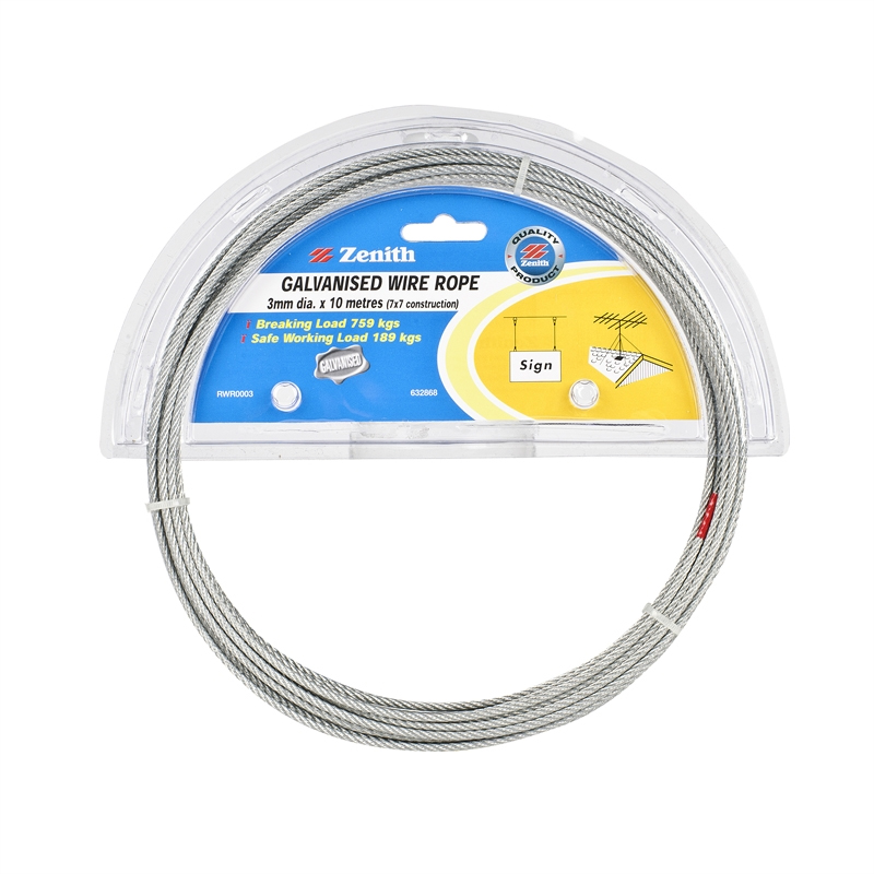Zenith Wire Rope 3.0mm x 10m Galvanised Bunnings Warehouse