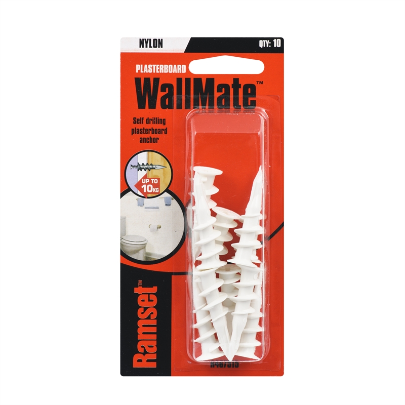 Ramset Wallmate Nylon White 10pk | Bunnings Warehouse
