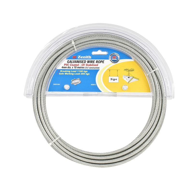 Zenith Wire Rope 4mm x 10m Galvanised Bunnings Warehouse