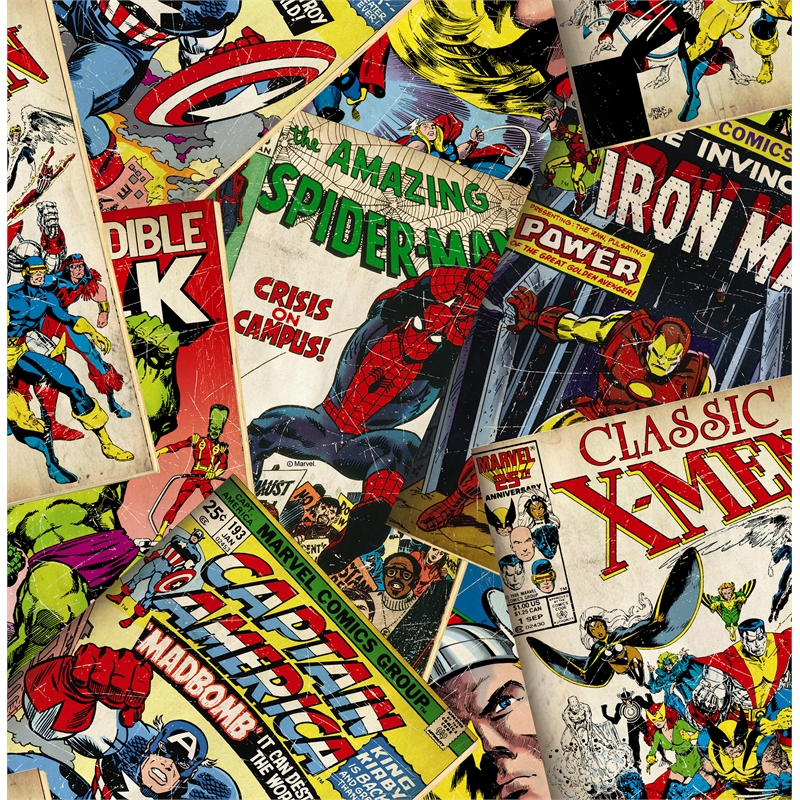 Marvel Comics Cover Story 52cmx10m Wallpaper Multi  