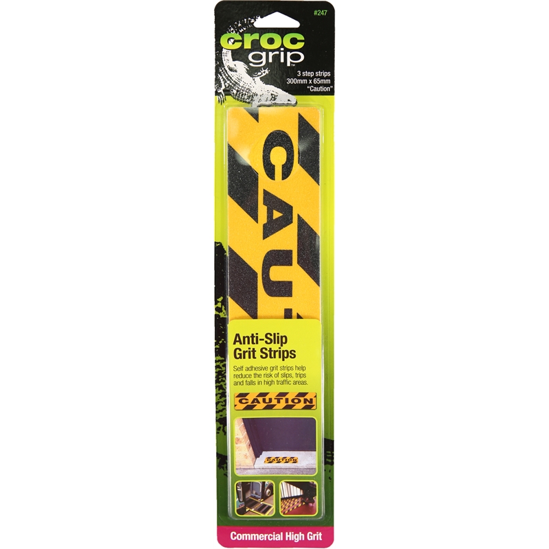 CROC Grip™ Caution AntiSlip Grit Strips 3pk SKU 03961677 Bunnings
